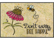 Fußmatte mit Blume und Biene und Schriftzug "don´t worry, be happy"