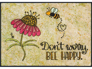 Fußmatte mit Blume und Biene und Schriftzug "don´t worry, be happy"
