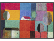 künstlerische, bunte Fußmatte mit Rechtecken und Lanschaftsmotiven