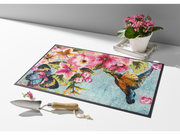 Fußmatte mit Blumen, Schmetterling und Kolibri