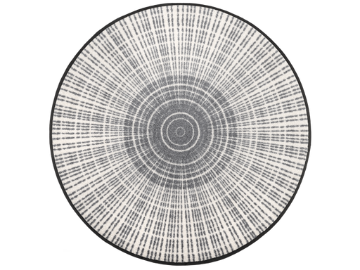 runde Fußmatte mit grau, weißer Linienstruktur