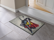 Fußmatte mit Frau und Stern vor der Tür