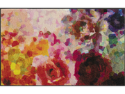 Fußmatte mit aquarell-farbenem Blumenmuster in rot, pink, gelb, violett