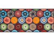 Fußmatte mit bunten Blumen und runder Umrandung