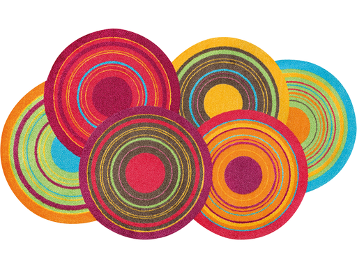 Fußmatte in Sonderform mit bunten Kreisen