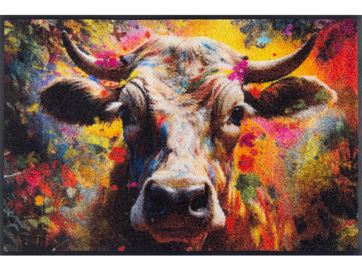Fußmatte mit Kuh in bunten Farben