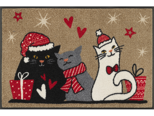 Fußmatte mit Katzenmotiv in festich-weihnachtlichem Stil