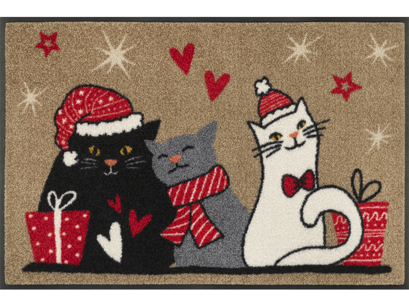 Fußmatte mit Katzenmotiv in festich-weihnachtlichem Stil