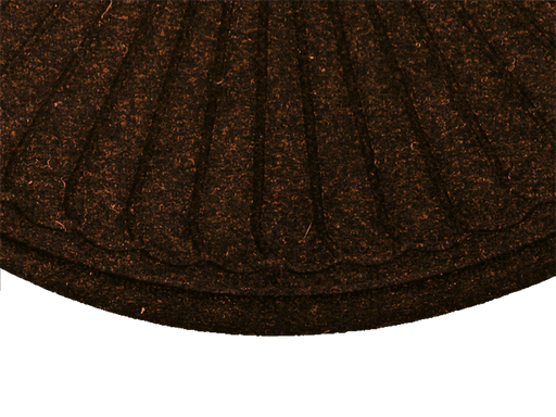 Eckansicht der halbrunden dunkelbraunen Fußmatte