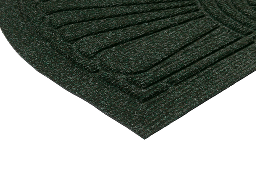 Eckansicht der Fußmatte für den Außenbereich in dunkelgrün mit 3D-Struktur