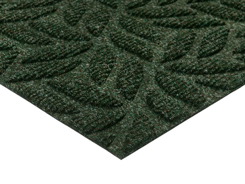 Eckansicht der dunkelgrünen Fußmatte für den Außenbereich mit 3D-Struktur