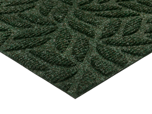 Eckansicht der dunkelgrünen Fußmatte für den Außenbereich mit 3D-Struktur