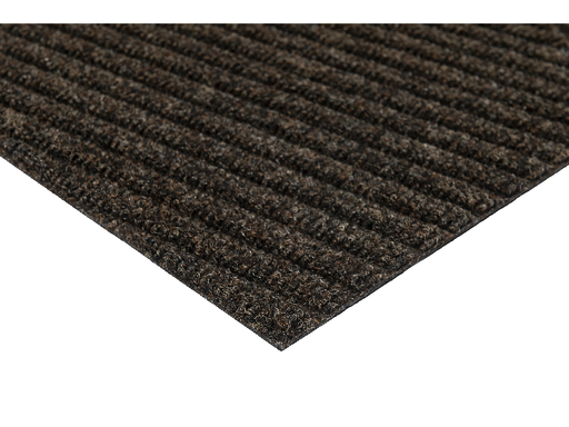 Eckansicht der dunkelbraunen Fußmatte mit Linienstruktur