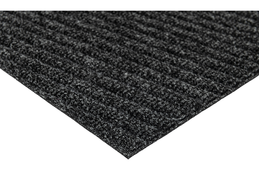 Eckansicht der dunkelgrauen Fußmatte mit Linienstruktur