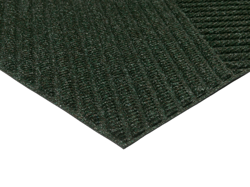 Eckansicht der dunkelgrünen Fußmatte für den Außenbereich mit 3D-Struktur