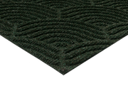 Eckansicht der dunkelgrünen Fußmatte für den Außenbereich mit 3D-Struktur