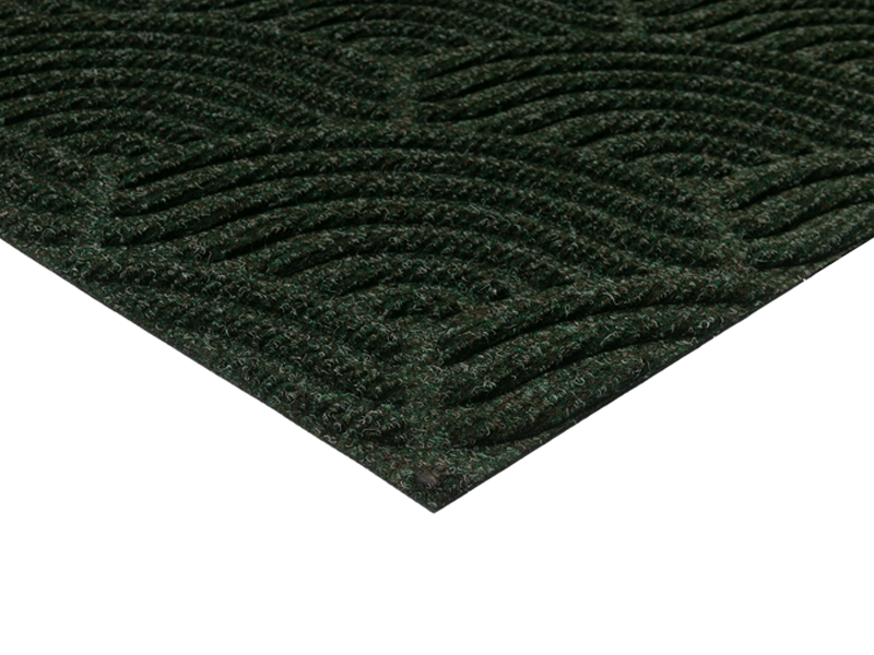 Eckansicht der dunkelgrünen Fußmatte für den Außenbereich mit 3D-Struktur