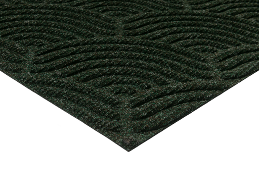 Eckansicht der dunkelgrünen Fußmatte für den Außenbereich mit 3D-Struktur