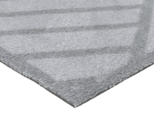 Eckansicht der Fußmatte mit grauem Streifenmuster