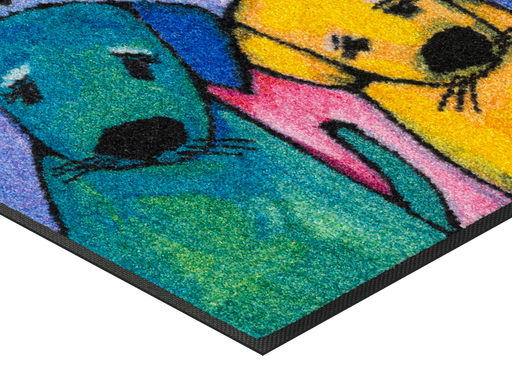 Eckansicht der Fußmatte mit Hunden