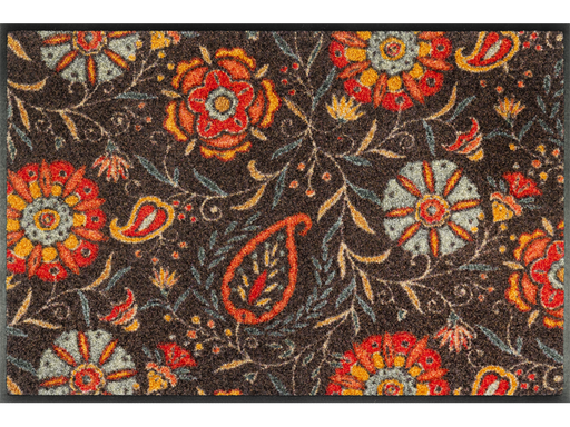 Fußmatte mit orangen floralen Ornamenten