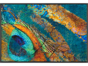 bunte Fußmatte mit Pfaunenfeder