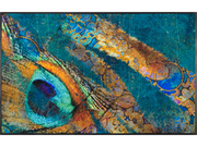 bunte Fußmatte mit Pfaunenfeder