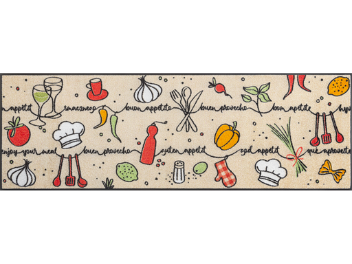 Läufer für die Küche mit Küchenutensilien