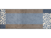 blau-naturfarbene Fußmatte mit floralem Design