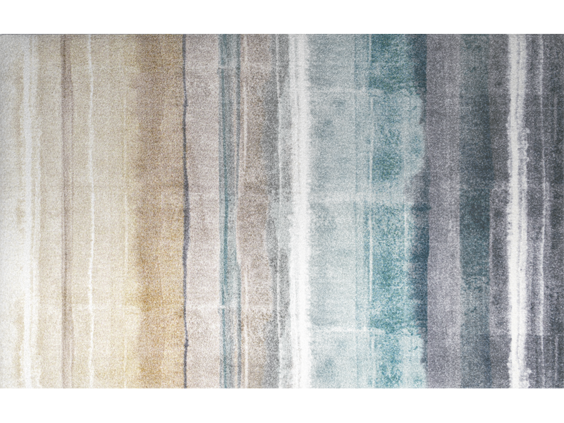 Fußmatte mit beige-blauen Streifenmuster