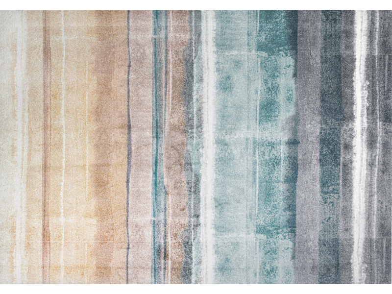 Fußmatte mit beige-blauen Streifenmuster