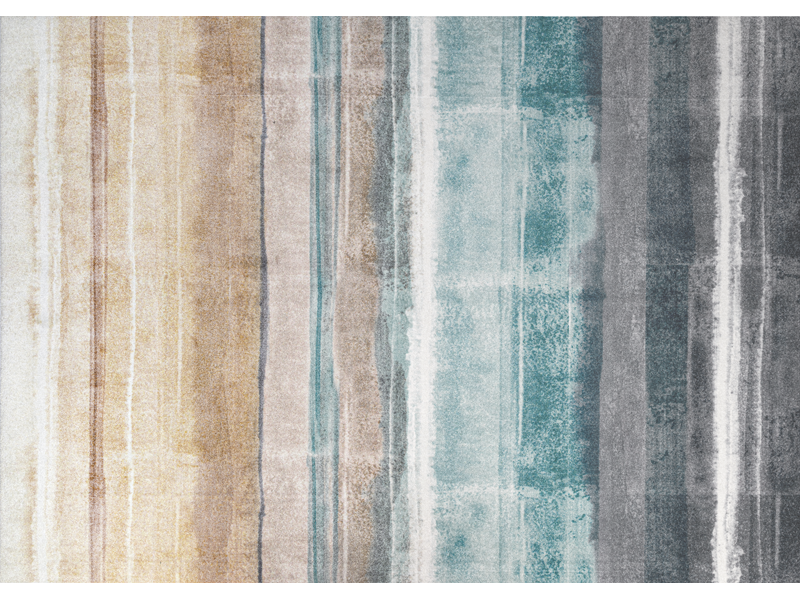 Fußmatte mit beige-blauen Streifenmuster