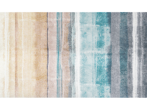 Fußmatte mit beige-blauen Streifenmuster