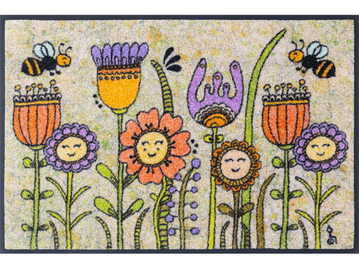 Fußmatte mit Blumen und Bienen