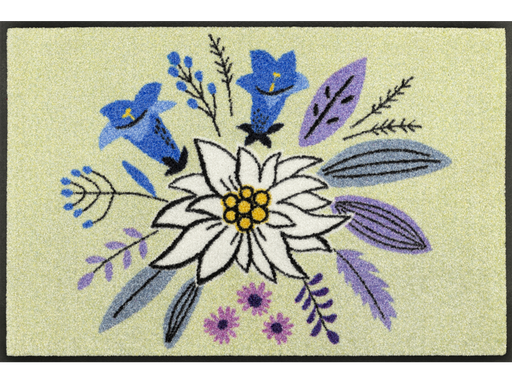 Fußmatte mit Alpenblumen-Motiv