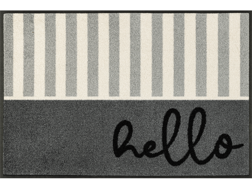 gestreifte Fußmatte mit Schriftzug "hello"