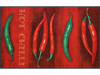 rote Fußmatte mit Chilis und Schriftzug "Hot Chilli"