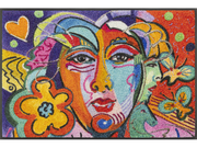 Fußmatte mit buntem Gesicht