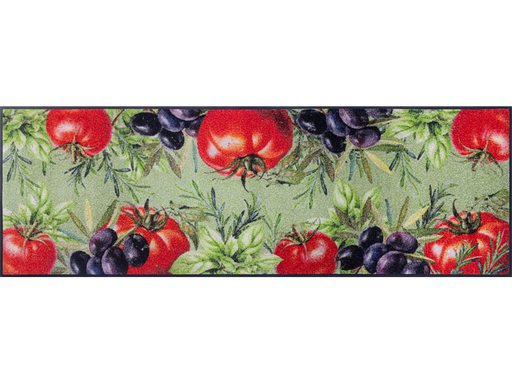 Fußmatte mit Tomaten und Oliven