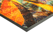 Eckansicht der Fußmatte mit Blattformen und Mandala