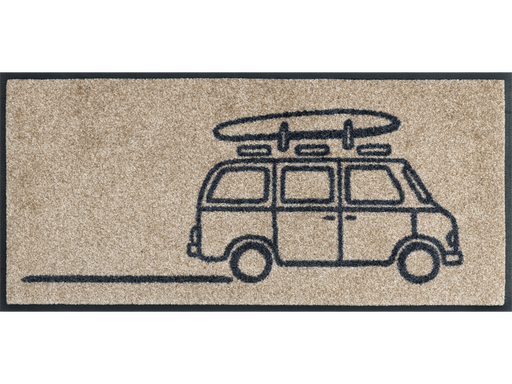 beige Fußmatte mit Van und Surfboard