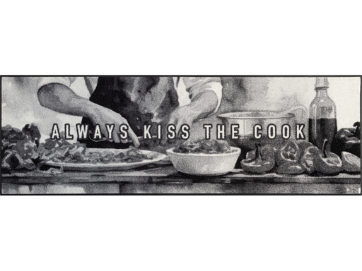 Küchenläufer mit Schriftzug "Always kiss the cook"