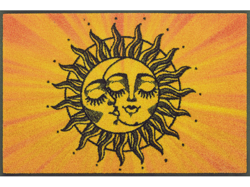 Fußmatte mit Sonnen- und Mondgesicht