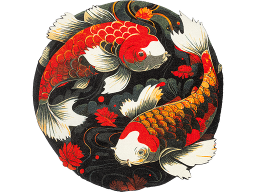 runde Fußmatte mit 2 Koi-Fischen