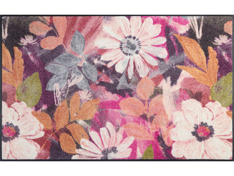 Fußmatte mit pink, rosaroten Blumen