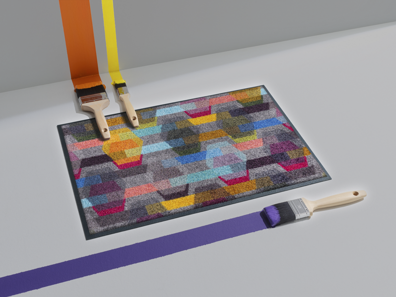 Fußmatte mit buntem geometrischem Muster