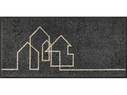 Fußmatte in grau mit gezeichneten Häusermotiven