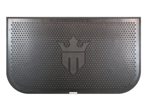 schwarze halbrunde BBQ-Matte mit Logo Matsmiths