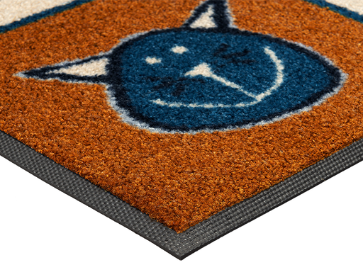 Eckansicht der Fußmatte mit vielen Katzengesichtern