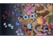 Fußmatte in schwarz mit buntem, violettem Blumenmotiv